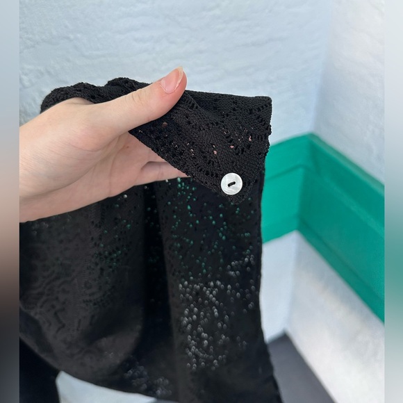 Free People Beach Cover Up Romper Jumpsuit BLACK Lace Spaghetti Straps Small - Picture 6 of 11